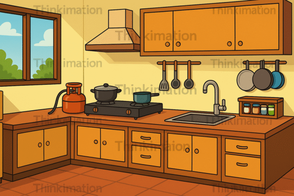 cartoon kitchen background – 2d animation style | perfect for youtube, cooking videos & explainer scenes